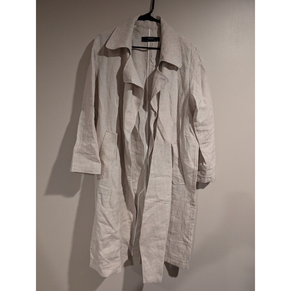 Zara Outerwear Small Linen Blend Trench Coat Oatmeal Old Money Flax Morocco